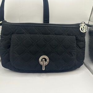 Vera Bradley Black Quilted Shoulder Bag with Silver Accents